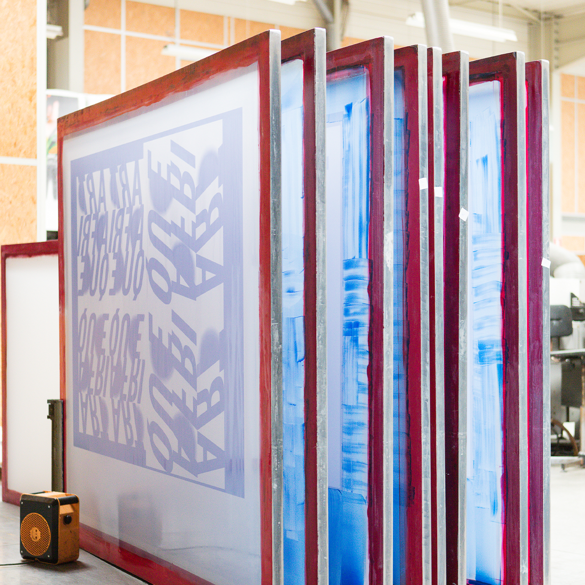 cadre de serigraphie a l'atelier