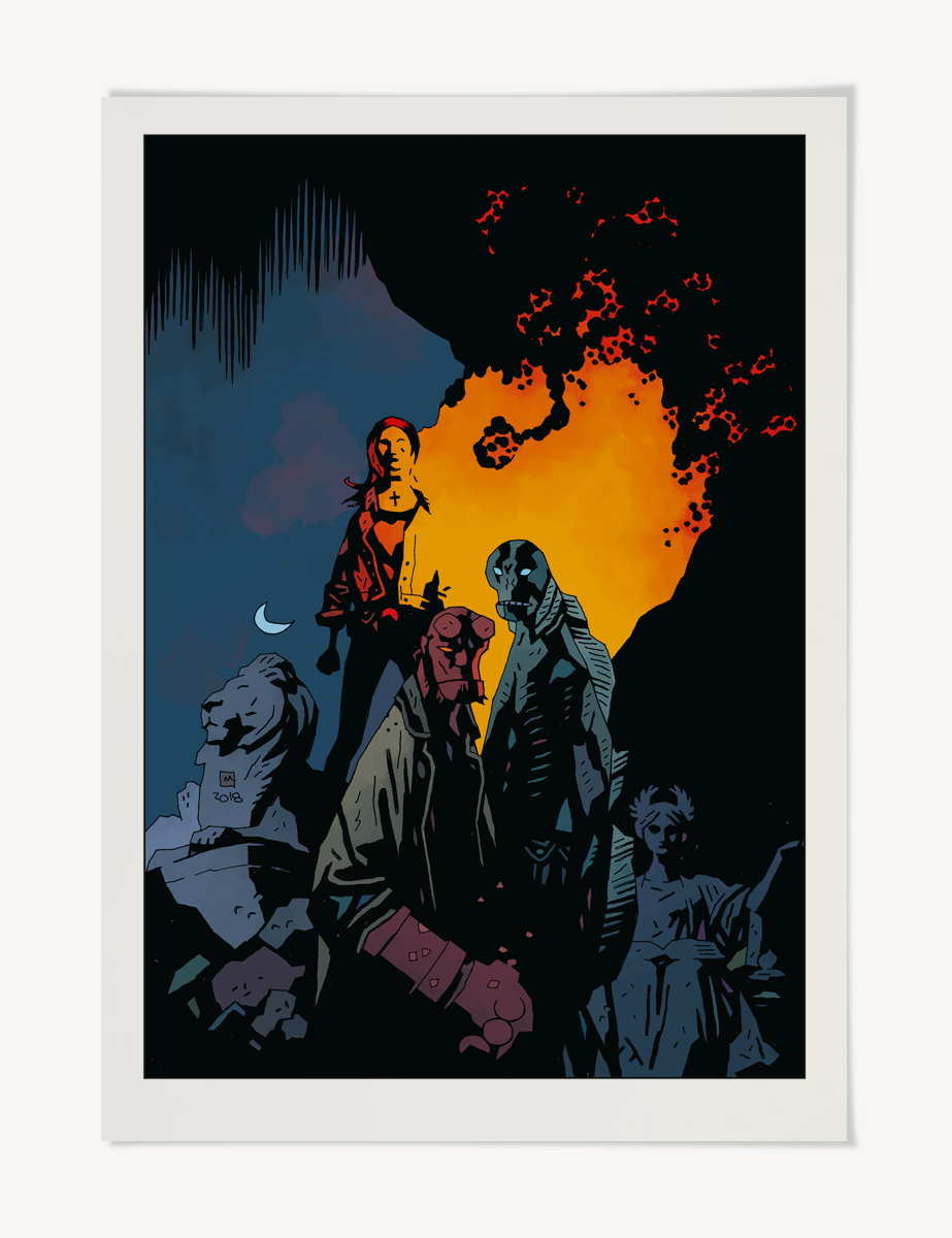 affiche serigraphie couleur hellboy et Liz Sherman